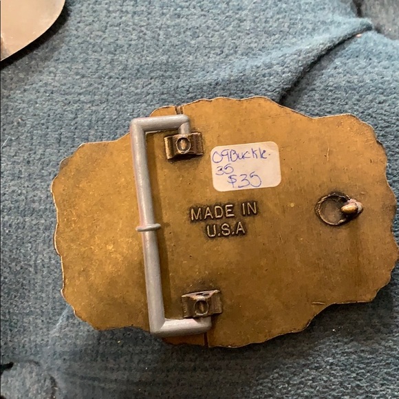 Leather Belt w three changeable rhinestone buckles - Picture 6 of 7